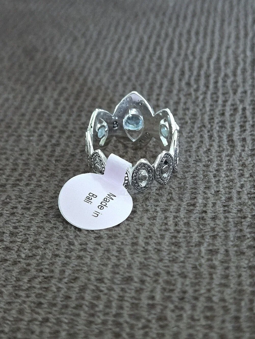 Athra Trading Inc. (ATI) Silver🤍 Ring💍 with Evil Eyes🧿 and Sky Blue🩵 Topaz